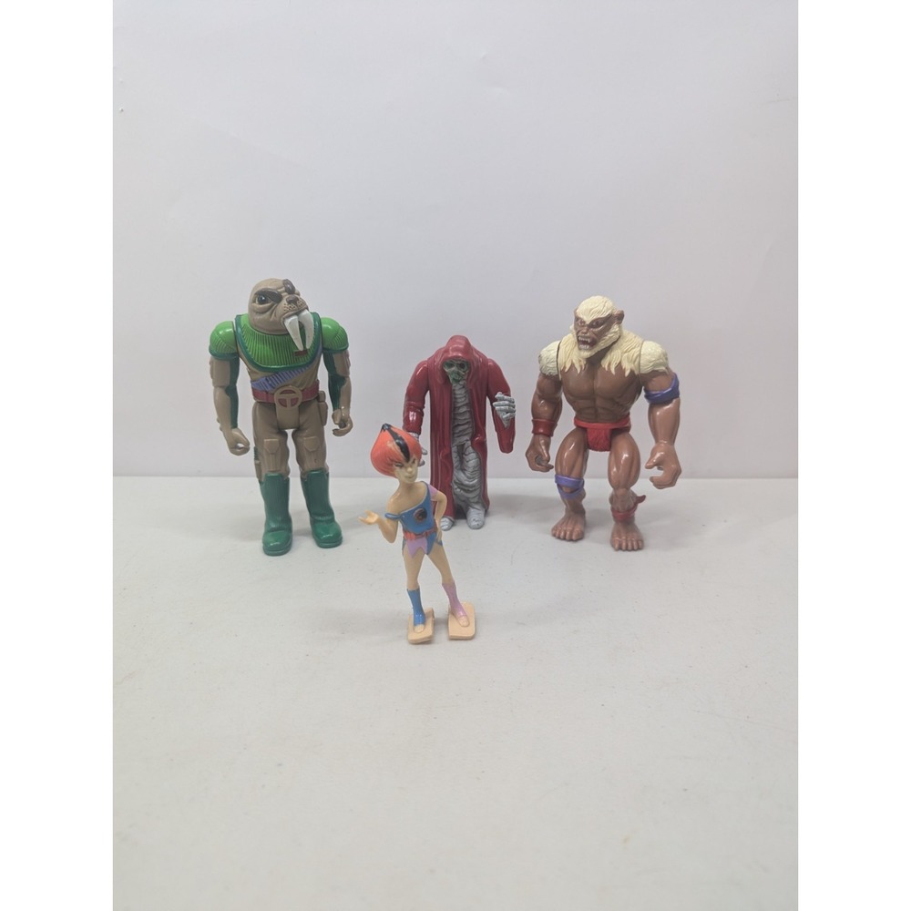 Lot Of 4 Vtg Thundercats Figures Wilykit Monkian Mumm-Ra, Tuska Warrior *Read